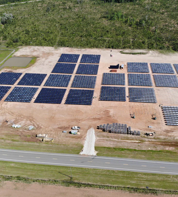 aerial view of solar panel installed